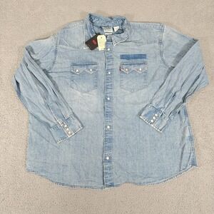Levis Denim Western Shirt Mens 2XL Relaxed Blue Snap Pearl Long Sleeve NWT XXL